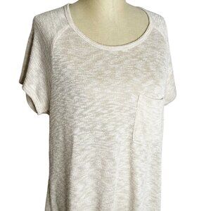 Chenault Top Womens Size XL Tan Heathered Sweater Knit Lace Trim
